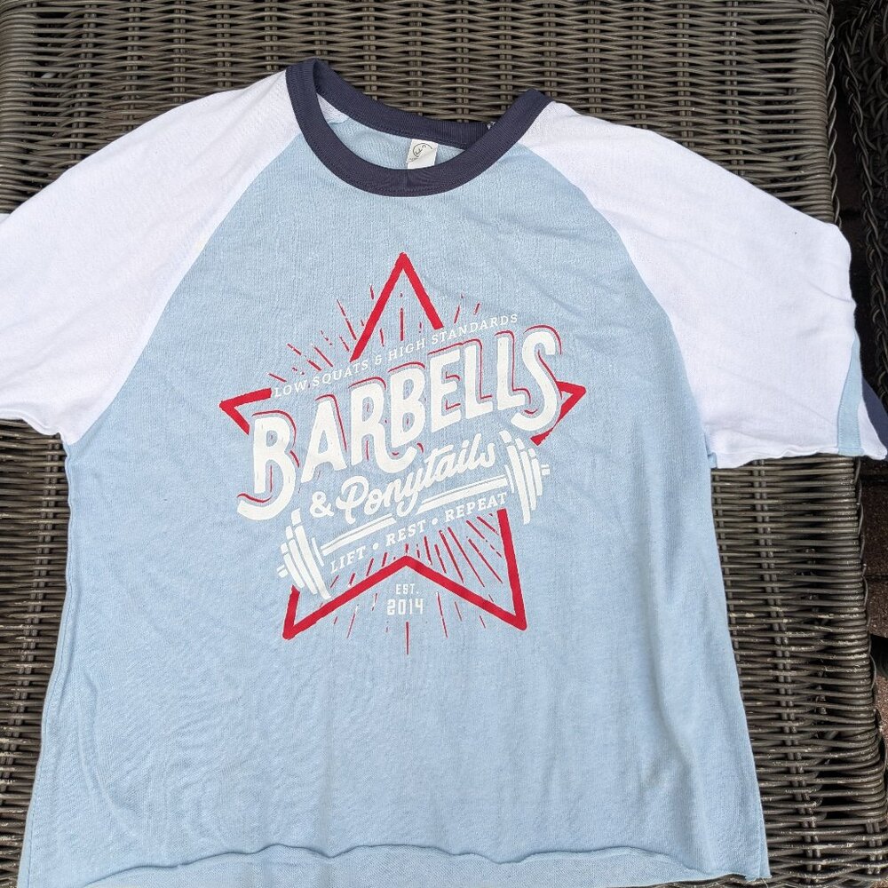 Barbells And Ponytails " Star" Crop S/S T-Shirt  Sz S NEW